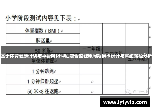 基于体育健康计划与平台阶段课程融合的健康周期模板设计与实施路径分析
